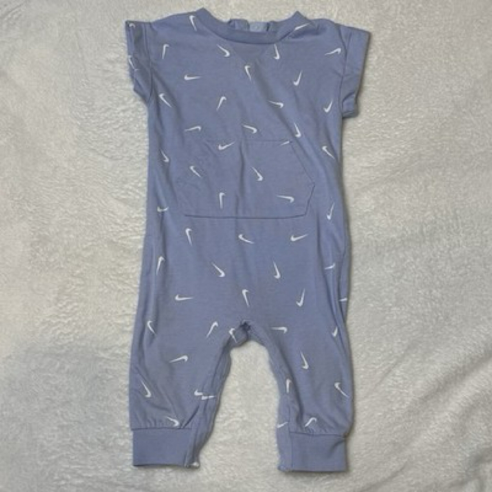 Nike Baby 9M Jumpsuit Swoosh Romper Pockets Short Sleeve Unisex